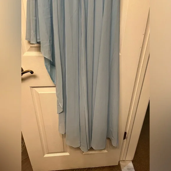 Mac Duggal Asymmetrical Hem Midi Ruffle Gown, NWT Powder Blue #55412 siz… - Picture 7 of 8